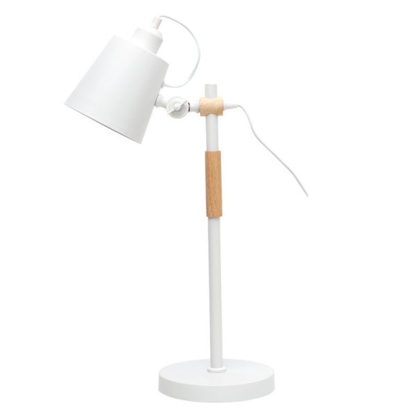 Lampe de table nordique blanche et bois de Bergen