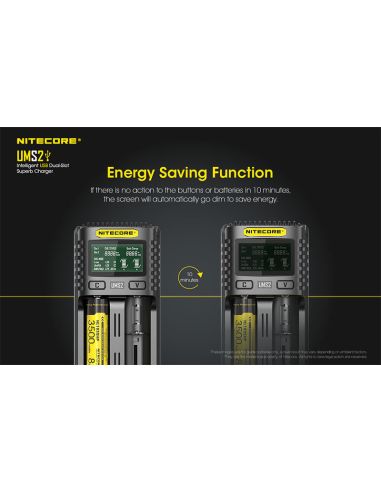 Cargador de Batería Nitecore UMS2 de 2 ranuras con pantalla LCD Nitecore
