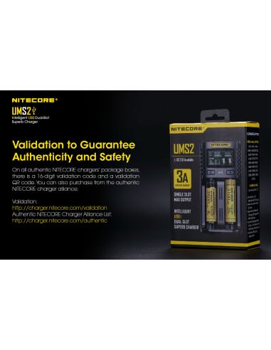 Cargador de Batería Nitecore UMS2 de 2 ranuras con pantalla LCD Nitecore