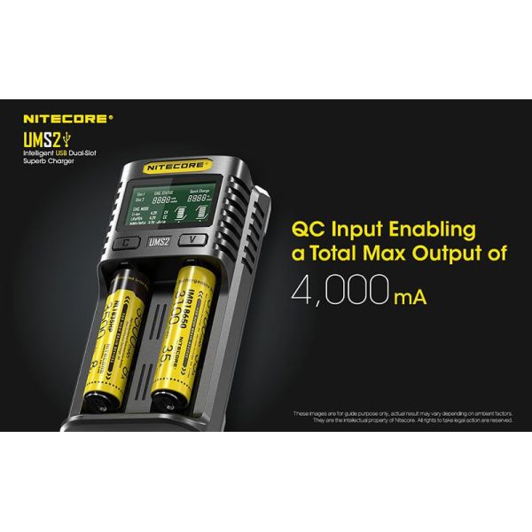 Cargador de Batería Nitecore UMS2 de 2 ranuras con pantalla LCD Nitecore