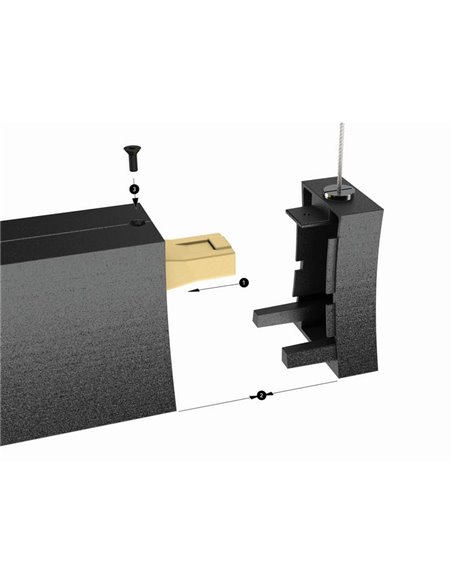 Tapa Lateral con Cable Fijación al Techo HANOK Negro