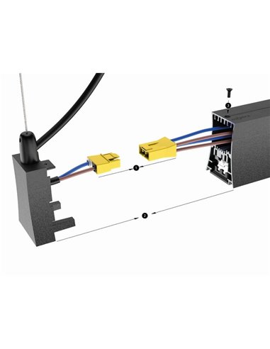 Tapa Lateral con Cable de Alimentación y Florón al techo HANOK Negro