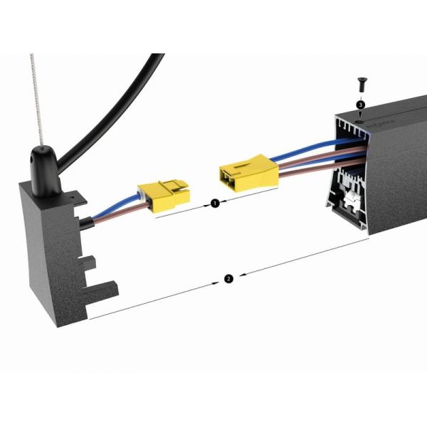 Tampa Lateral com Cabo de Alimentação e Rosácea de Teto HANOK Preto