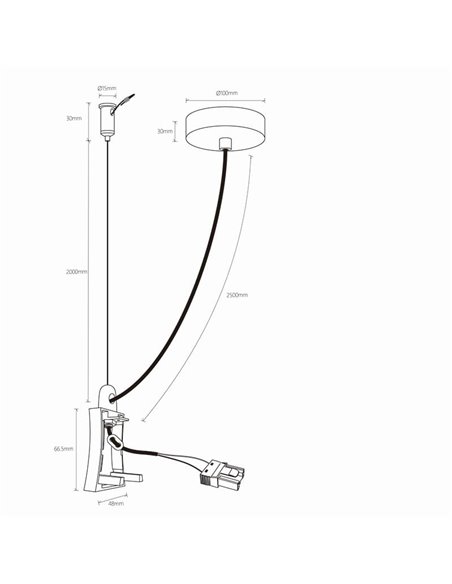 Tapa Lateral con Cable de Alimentación y Florón al techo HANOK Negro