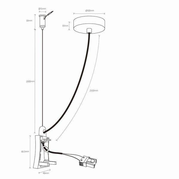 Tampa Lateral com Cabo de Alimentação e Rosácea de Teto HANOK Preto