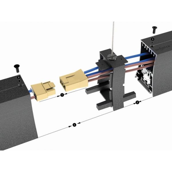 Conexión intermedia con cable fijación HANOK Negro 
