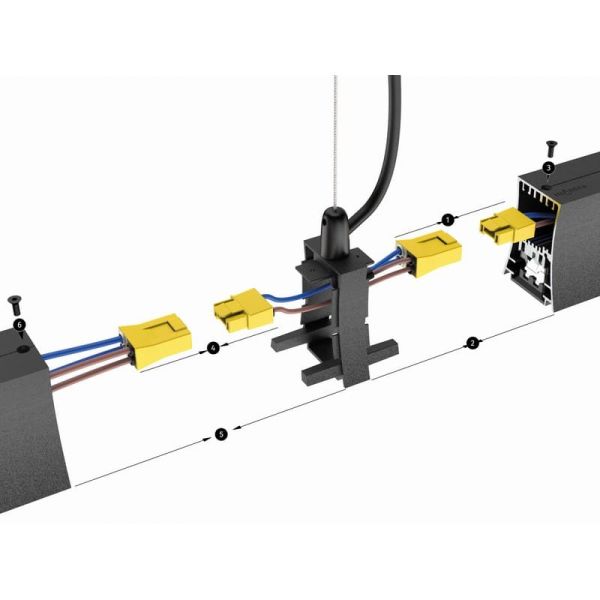 Conexión intermedia con cable de Alimentación y Florón HANOK Negro