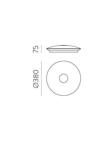 Plafón de Techo LED interior LIVE Opal/Cromo, 38cm (pequeño) 28W 2550lm, IP44, Kelvin 2700K-3000K con Interruptor deslizante
