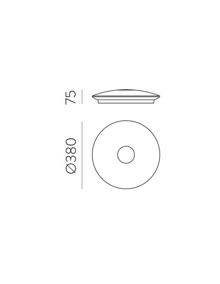 Luz de teto LED interna opala/cromada LIVE, 38 cm (pequena) 28 W 2550lm, IP44, Kelvin 2700K-3000K com interruptor deslizante