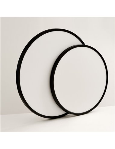 Plafón de Techo LED plano KOE 48cm Negro Texturado, 36W 3000K 4400lm