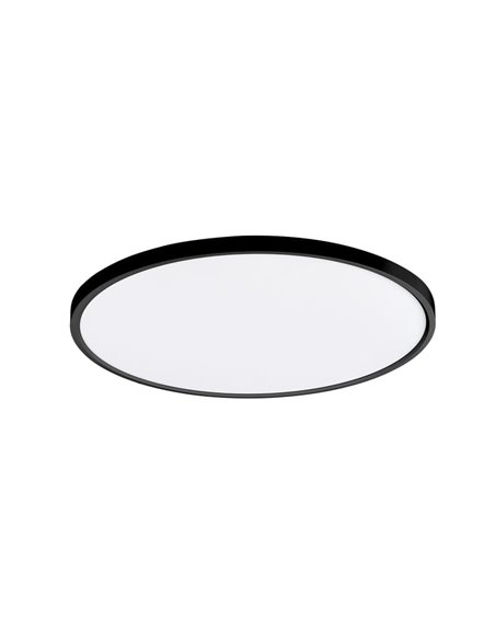 Plafonnier LED Plat KOE 48 cm Noir Texturé, 36W 3000K 4400lm