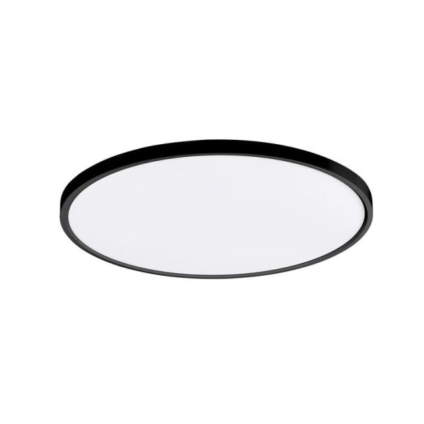 Plafon LED plano KOE 48cm preto texturizado, 36W 3000K 4400lm