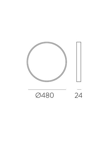 Plafon LED plano KOE 48cm preto texturizado, 36W 3000K 4400lm