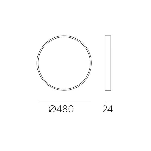 Plafon LED plano KOE 48cm preto texturizado, 36W 3000K 4400lm