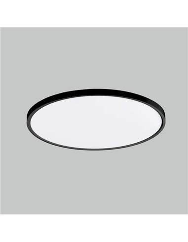 Plafonnier LED Plat KOE 48 cm Noir Texturé, 36W 3000K 4400lm