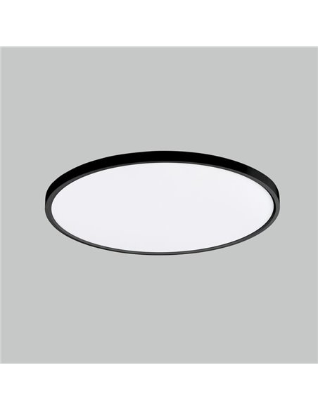 Plafón de Techo LED plano KOE 48cm Negro Texturado, 36W 3000K 4400lm