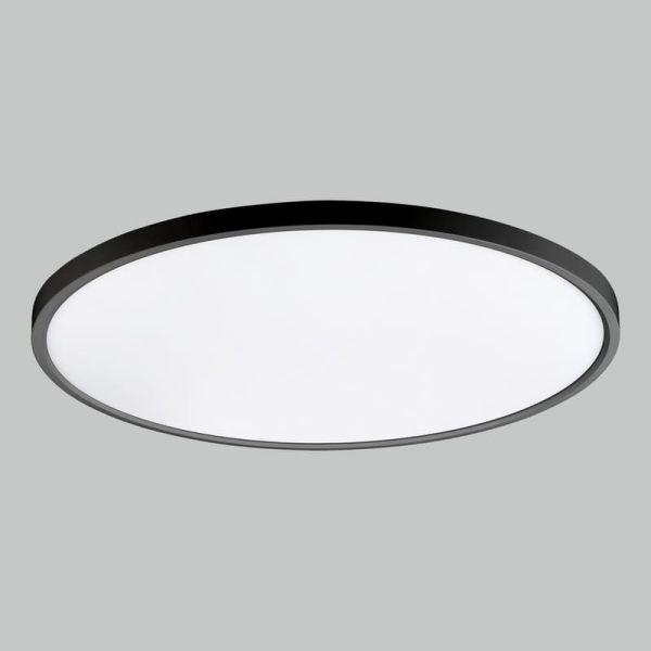 Plafon LED KOE 60cm Preto Texturizado, 45W 3000K 5500lm, IP43, LED integrado