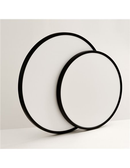 Plafon LED KOE 60cm Preto Texturizado, 45W 3000K 5500lm, IP43, LED integrado