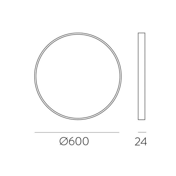 Plafon LED KOE 60cm Preto Texturizado, 45W 3000K 5500lm, IP43, LED integrado