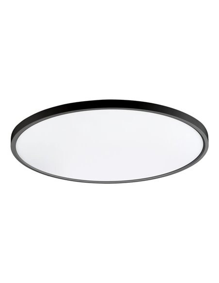 KOE Plafonnier LED 60 cm à intensité variable Kelvin et intensité 2 800 K-4 000 K-6 000 K Noir texturé, 45 W 5 500 lm, IP43, int