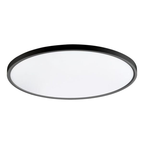 KOE Plafonnier LED 60 cm à intensité variable Kelvin et intensité 2 800 K-4 000 K-6 000 K Noir texturé, 45 W 5 500 lm, IP43, int