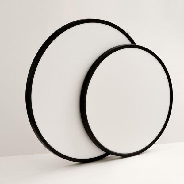 Luz de teto LED KOE 60cm Kelvin regulável e intensidade 2.800K-4000K-6000K Preto texturizado, 45W 5500lm, IP43, inteligente com 