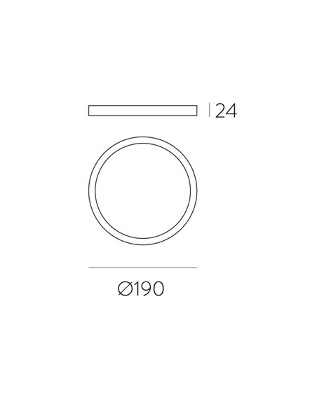 Plafonnier LED KORE 19 cm Noir Texturé, 18 W 3000K-1450lm / 4000K-1450lm