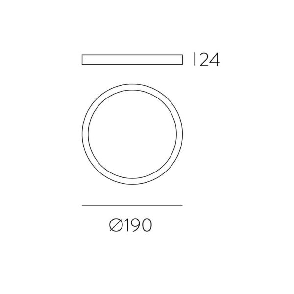 Plafon LED KORE 19cm Preto Texturizado, 18W 3000K-1450lm / 4000K-1450lm