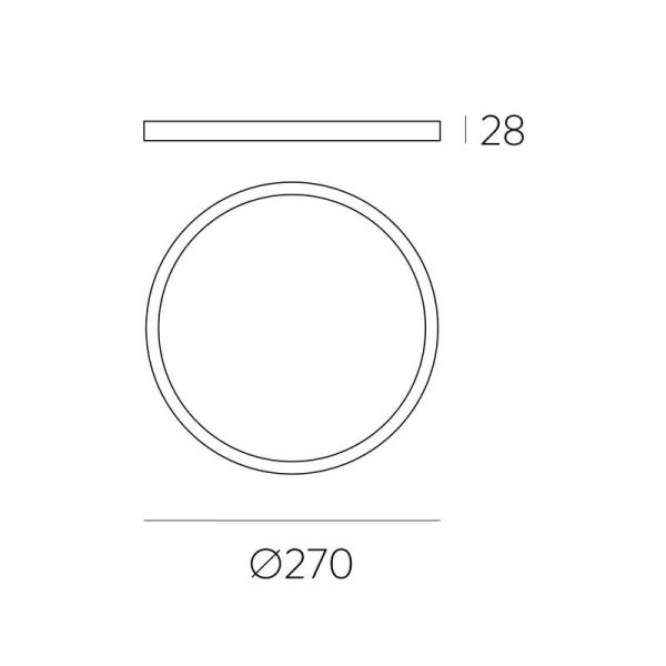 Plafon LED KORE 27cm Preto Texturizado, 24W 3000K-1930lm / 4000K-1930lm