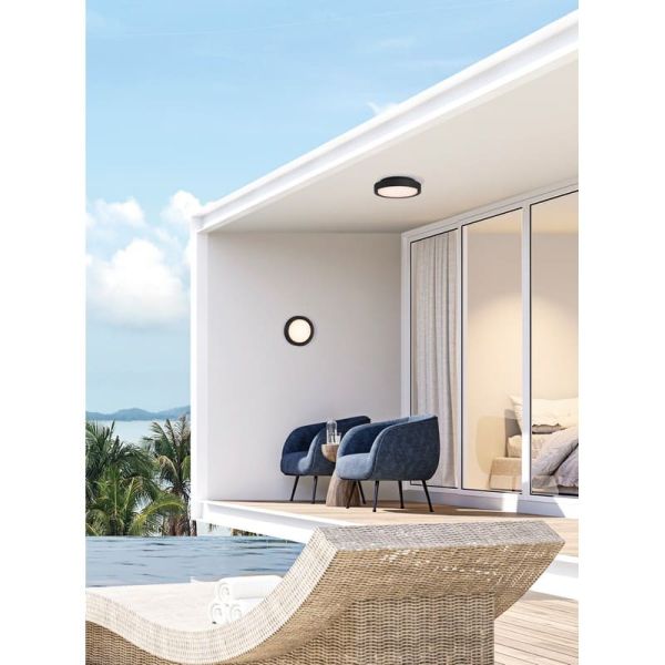 Plafonnier ou Applique d'Extérieur KUMA 16cm Anthracite Texturé, LED 10W 3000K 630lm, IP65