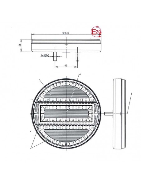 Piloto Trasero LED Redondo Was -5 Funciones- 12/24V para camiones | LeonLeds Iluminación