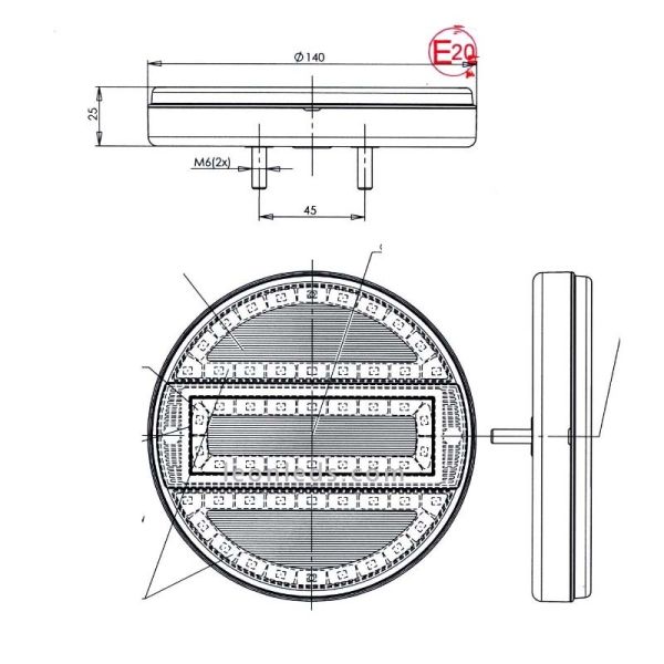 Was Round LED Feu Arrière -5 Fonctions- 12/24V pour camions | Éclairage LeonLeds