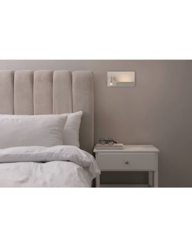 Aplique dormitorio LED Orientable LAIKA Blanco/Niquel 6W+3W | LeonLeds