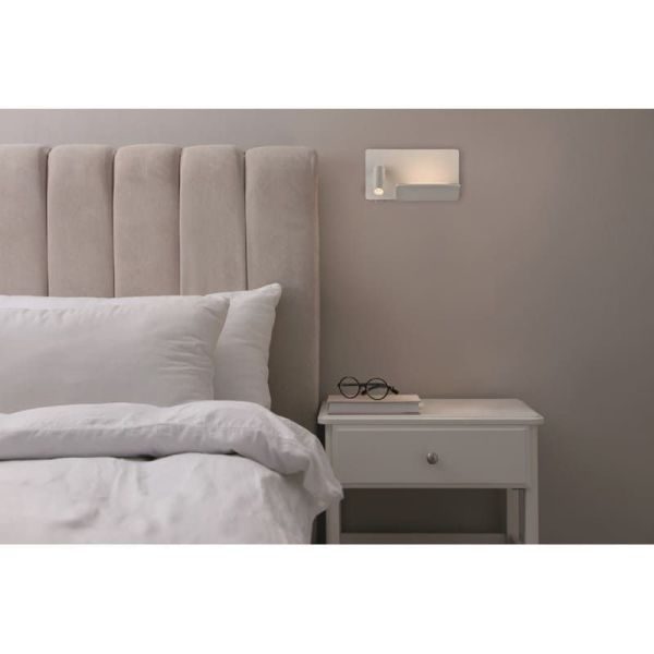LAIKA Applique Murale LED Orientable pour Chambre Blanc/Nickel 6W+3W | LéonLeds