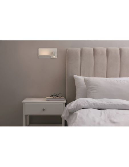 Aplique dormitorio LED Orientable LAIKA Derecho Blanco/Niquel 6W+3W | LeonLeds