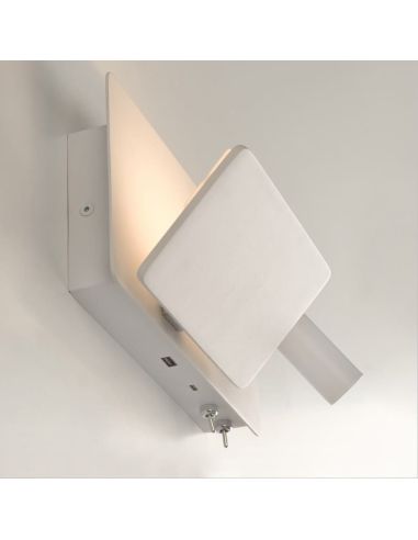 Aplique LED ajustável para quarto LAIKA branco/níquel 6W+3W | LeonLeds