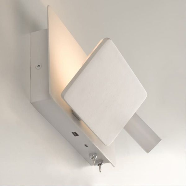 Aplique dormitorio LED Orientable LAIKA Derecho Blanco/Niquel 6W+3W | LeonLeds