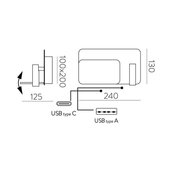 LAIKA Applique LED Orientable Chambre Droite Blanc/Nickel 6W+3W | LéonLeds