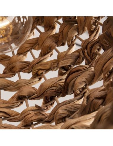 LENNIS Lampe à Suspension en Fibre Naturelle Ø30cm Blanc/Noir | LéonLeds