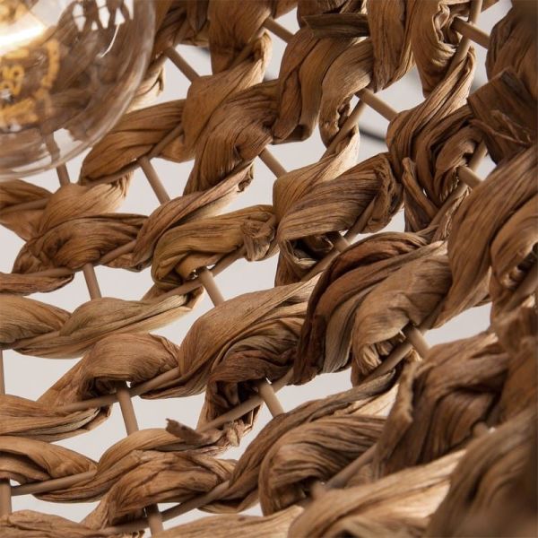 Lámpara Colgante LENNIS de Fibra Natural Ø30cm Blanco/Negro | LeonLeds