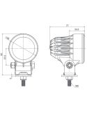 Medidas Faro LED Redondo de trabajo Mini FT-362 LED 1.200Lm 11W Óptica de Trabajo Hella