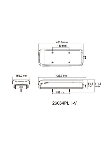 Lumière de camion LED avec connecteur latéral 7 broches Glo Track 12V 24V Lucidity 26064PLH-V