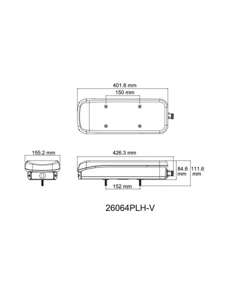 Luz LED para caminhão com conector lateral 7 pinos Glo Track 12V 24V Lucidity 26064PLH-V