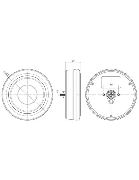 Feu Arrière LED Rond Encastrable LED Noir Total 3 Fonctions FT-313 LED Noir Position, Frein et Clignotant R S1 2A