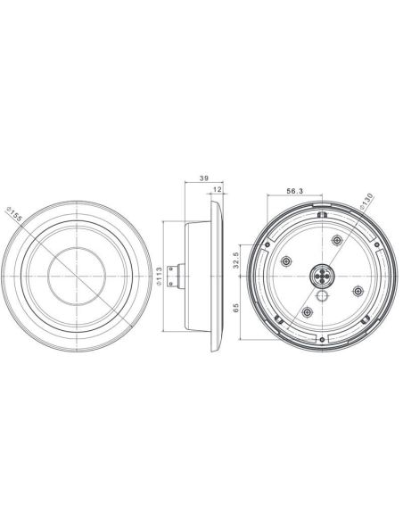 Feu Arrière LED Rond Encastrable LED Noir Total 3 Fonctions FT-313 LED Noir Position, Frein et Clignotant R S1 2A