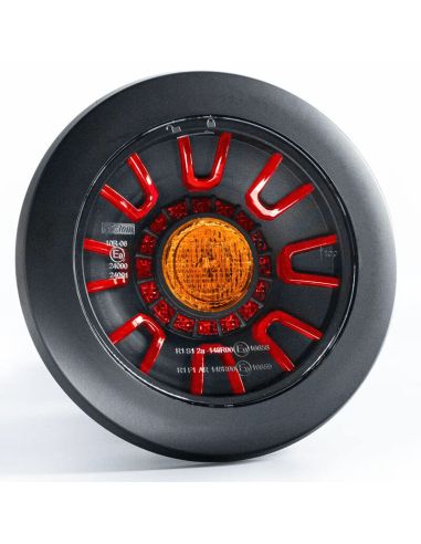 Feu Arrière LED Rond Encastrable LED Noir Total 3 Fonctions FT-313 LED Noir Position, Frein et Clignotant R S1 2A