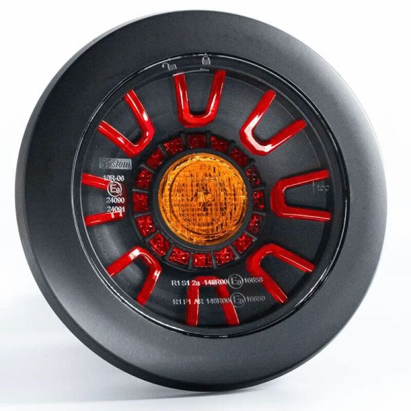 Feu Arrière LED Rond Encastrable LED Noir Total 3 Fonctions FT-313 LED Noir Position, Frein et Clignotant R S1 2A