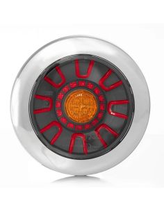 Luz traseira LED redonda embutida cromada LED 3 funções FT-313 LED CHROME posição, freio e sinal de giro R S1 2A Fristom