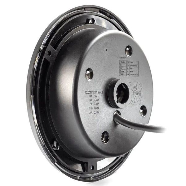 Piloto LED Trasero LED redondo empotrable cromado 3 Funciones FT-313 LED CHROME Posición, Freno e Intermiente R S1 2A Fristom