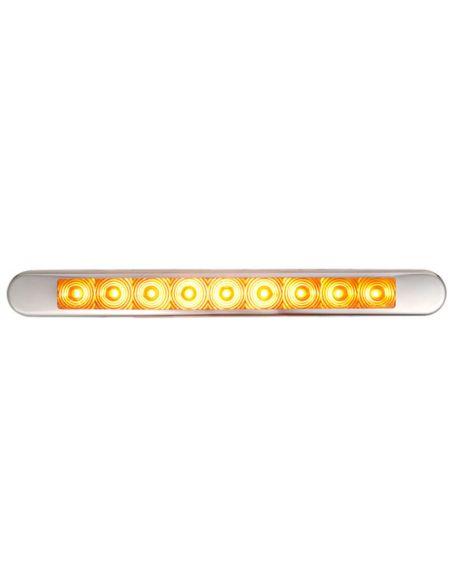 Barra LED piscante com moldura cromada Aprovada 12V-24V para caravana, ônibus...